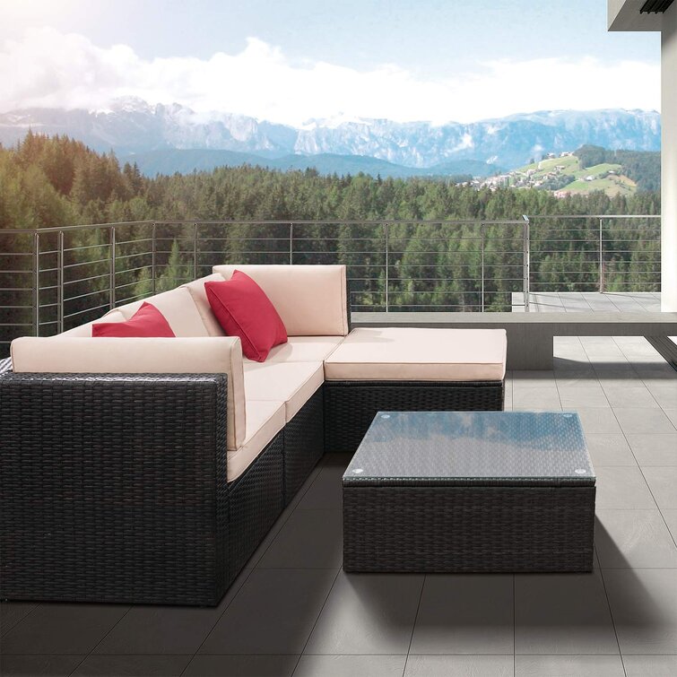 Huang 5 piece rattan sectional seating new arrivals